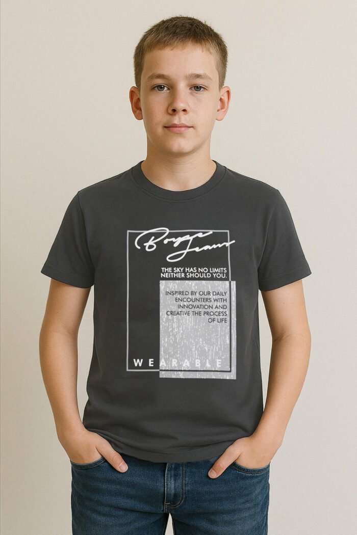 Boys’ Premium Graphic T-Shirt DARK GREY BTSE-3872