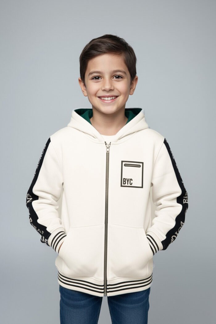 White Zip-up Kids Hoodie